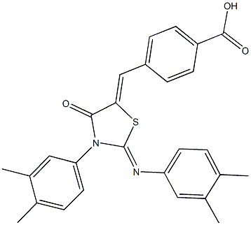 4-({3-(3,4-dimethylphenyl)-2-[(3,4-dimethylphenyl)imino]-4-oxo-1,3-thiazolidin-5-ylidene}methyl)benzoic acid Structure