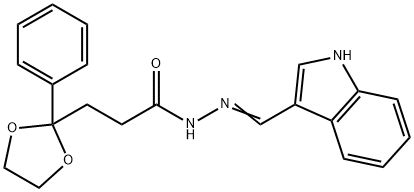 N'-(1H-indol-3-ylmethylene)-3-(2-phenyl-1,3-dioxolan-2-yl)propanohydrazide 구조식 이미지