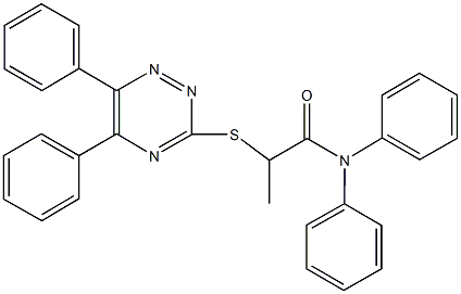 2-[(5,6-diphenyl-1,2,4-triazin-3-yl)sulfanyl]-N,N-diphenylpropanamide 구조식 이미지