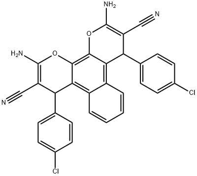 2,11-diamino-4,9-bis(4-chlorophenyl)-4,9-dihydrobenzo[f]pyrano[3,2-h]chromene-3,10-dicarbonitrile 구조식 이미지