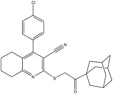 2-{[2-(1-adamantyl)-2-oxoethyl]sulfanyl}-4-(4-chlorophenyl)-5,6,7,8-tetrahydro-3-quinolinecarbonitrile 구조식 이미지