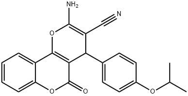 2-amino-4-(4-isopropoxyphenyl)-5-oxo-4H,5H-pyrano[3,2-c]chromene-3-carbonitrile 구조식 이미지