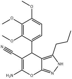 6-amino-3-propyl-4-(2,3,4-trimethoxyphenyl)-2,4-dihydropyrano[2,3-c]pyrazole-5-carbonitrile 구조식 이미지