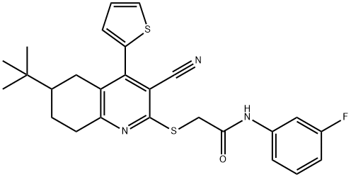 2-{[6-(tert-butyl)-3-cyano-4-(2-thienyl)-5,6,7,8-tetrahydro-2-quinolinyl]sulfanyl}-N-(3-fluorophenyl)acetamide Structure