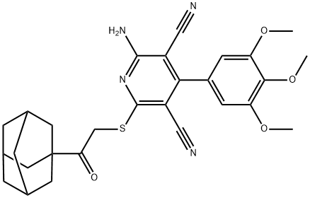 2-{[2-(1-adamantyl)-2-oxoethyl]sulfanyl}-6-amino-4-(3,4,5-trimethoxyphenyl)-3,5-pyridinedicarbonitrile 구조식 이미지