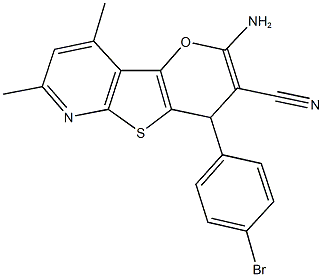 2-amino-4-(4-bromophenyl)-7,9-dimethyl-4H-pyrano[2',3':4,5]thieno[2,3-b]pyridine-3-carbonitrile 구조식 이미지