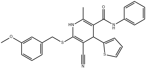 5-cyano-6-[(3-methoxybenzyl)sulfanyl]-2-methyl-N-phenyl-4-(2-thienyl)-1,4-dihydro-3-pyridinecarboxamide Structure