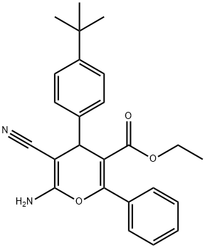 ethyl 6-amino-4-[4-(tert-butyl)phenyl]-5-cyano-2-phenyl-4H-pyran-3-carboxylate Structure