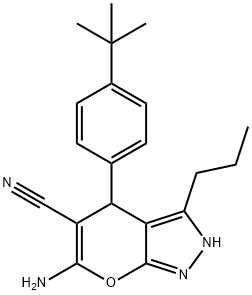 6-amino-4-(4-tert-butylphenyl)-3-propyl-2,4-dihydropyrano[2,3-c]pyrazole-5-carbonitrile 구조식 이미지