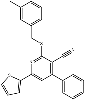 2-[(3-methylbenzyl)sulfanyl]-4-phenyl-6-(2-thienyl)nicotinonitrile 구조식 이미지