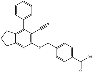 4-{[(3-cyano-4-phenyl-6,7-dihydro-5H-cyclopenta[b]pyridin-2-yl)sulfanyl]methyl}benzoic acid Structure