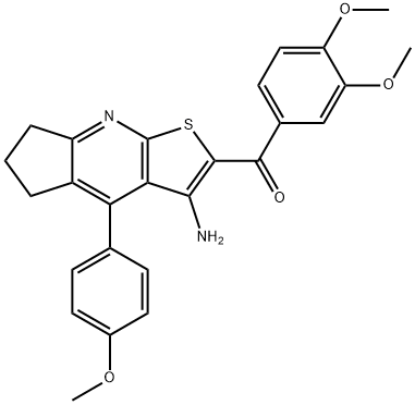 [3-amino-4-(4-methoxyphenyl)-6,7-dihydro-5H-cyclopenta[b]thieno[3,2-e]pyridin-2-yl](3,4-dimethoxyphenyl)methanone 구조식 이미지