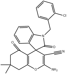 2-amino-1'-(2-chlorobenzyl)-3-cyano-7,7-dimethyl-2',5-dioxo-1',3',5,6,7,8-hexahydrospiro[4H-chromene-4,3'-(2'H)-indole] Structure