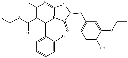 ethyl 5-(2-chlorophenyl)-2-(3-ethoxy-4-hydroxybenzylidene)-7-methyl-3-oxo-2,3-dihydro-5H-[1,3]thiazolo[3,2-a]pyrimidine-6-carboxylate Structure