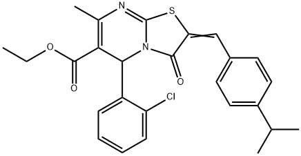 ethyl 5-(2-chlorophenyl)-2-(4-isopropylbenzylidene)-7-methyl-3-oxo-2,3-dihydro-5H-[1,3]thiazolo[3,2-a]pyrimidine-6-carboxylate Structure