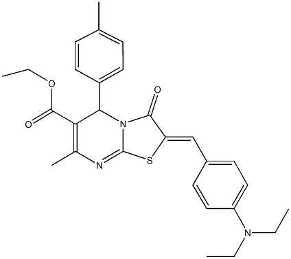 ethyl 2-[4-(diethylamino)benzylidene]-7-methyl-5-(4-methylphenyl)-3-oxo-2,3-dihydro-5H-[1,3]thiazolo[3,2-a]pyrimidine-6-carboxylate 구조식 이미지