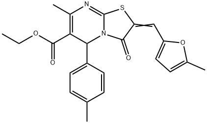 ethyl 7-methyl-2-[(5-methyl-2-furyl)methylene]-5-(4-methylphenyl)-3-oxo-2,3-dihydro-5H-[1,3]thiazolo[3,2-a]pyrimidine-6-carboxylate 구조식 이미지