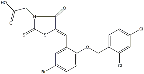 (5-{5-bromo-2-[(2,4-dichlorobenzyl)oxy]benzylidene}-4-oxo-2-thioxo-1,3-thiazolidin-3-yl)acetic acid Structure