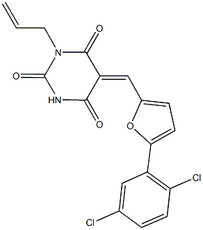 1-allyl-5-{[5-(2,5-dichlorophenyl)-2-furyl]methylene}-2,4,6(1H,3H,5H)-pyrimidinetrione 구조식 이미지