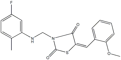 3-[(5-fluoro-2-methylanilino)methyl]-5-(2-methoxybenzylidene)-1,3-thiazolidine-2,4-dione 구조식 이미지