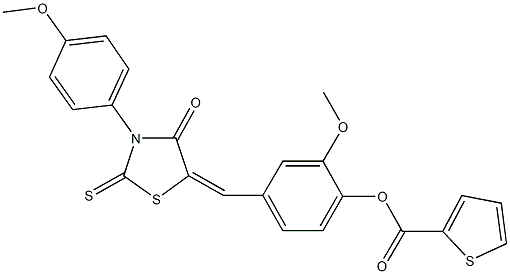 2-methoxy-4-{[3-(4-methoxyphenyl)-4-oxo-2-thioxo-1,3-thiazolidin-5-ylidene]methyl}phenyl 2-thiophenecarboxylate 구조식 이미지