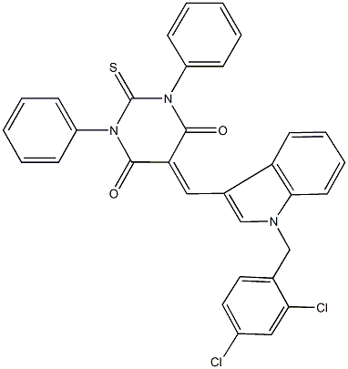 5-{[1-(2,4-dichlorobenzyl)-1H-indol-3-yl]methylene}-1,3-diphenyl-2-thioxodihydro-4,6(1H,5H)-pyrimidinedione Structure