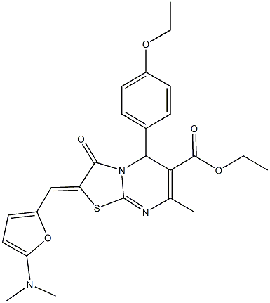 ethyl 2-{[5-(dimethylamino)-2-furyl]methylene}-5-(4-ethoxyphenyl)-7-methyl-3-oxo-2,3-dihydro-5H-[1,3]thiazolo[3,2-a]pyrimidine-6-carboxylate Structure