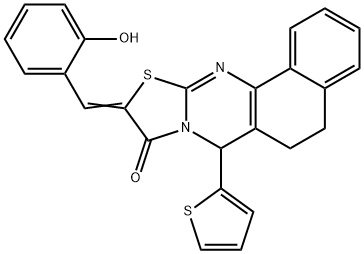 10-(2-hydroxybenzylidene)-7-(2-thienyl)-5,7-dihydro-6H-benzo[h][1,3]thiazolo[2,3-b]quinazolin-9(10H)-one Structure