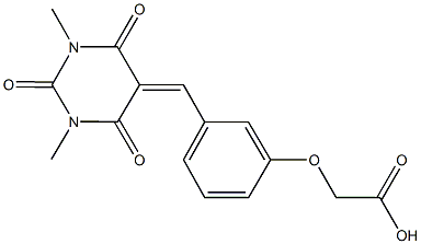 {3-[(1,3-dimethyl-2,4,6-trioxotetrahydro-5(2H)-pyrimidinylidene)methyl]phenoxy}acetic acid Structure