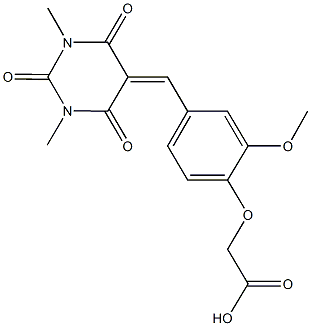 {4-[(1,3-dimethyl-2,4,6-trioxotetrahydro-5(2H)-pyrimidinylidene)methyl]-2-methoxyphenoxy}acetic acid Structure