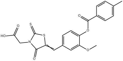 (5-{3-methoxy-4-[(4-methylbenzoyl)oxy]benzylidene}-4-oxo-2-thioxo-1,3-thiazolidin-3-yl)acetic acid Structure