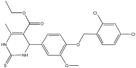 ethyl 6-{4-[(2,4-dichlorobenzyl)oxy]-3-methoxyphenyl}-4-methyl-2-sulfanyl-1,6-dihydro-5-pyrimidinecarboxylate Structure