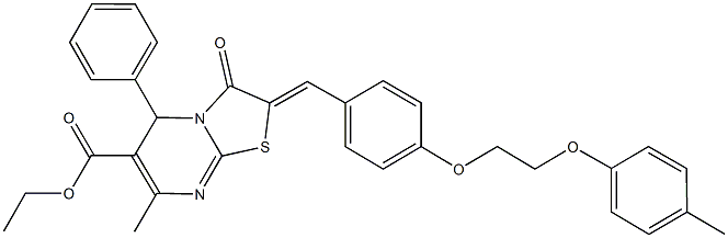ethyl 7-methyl-2-{4-[2-(4-methylphenoxy)ethoxy]benzylidene}-3-oxo-5-phenyl-2,3-dihydro-5H-[1,3]thiazolo[3,2-a]pyrimidine-6-carboxylate 구조식 이미지