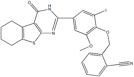 2-{[2-iodo-6-methoxy-4-(4-oxo-3,4,5,6,7,8-hexahydro[1]benzothieno[2,3-d]pyrimidin-2-yl)phenoxy]methyl}benzonitrile Structure