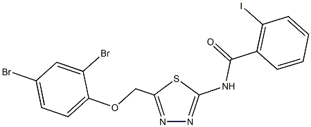 N-{5-[(2,4-dibromophenoxy)methyl]-1,3,4-thiadiazol-2-yl}-2-iodobenzamide 구조식 이미지