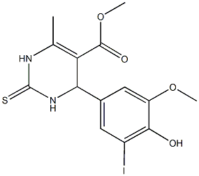 methyl 4-(4-hydroxy-3-iodo-5-methoxyphenyl)-6-methyl-2-thioxo-1,2,3,4-tetrahydro-5-pyrimidinecarboxylate 구조식 이미지