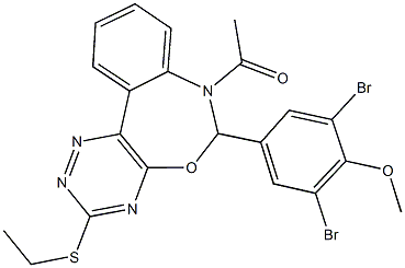 7-acetyl-6-(3,5-dibromo-4-methoxyphenyl)-3-(ethylsulfanyl)-6,7-dihydro[1,2,4]triazino[5,6-d][3,1]benzoxazepine Structure