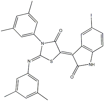 3-{3-(3,5-dimethylphenyl)-2-[(3,5-dimethylphenyl)imino]-4-oxo-1,3-thiazolidin-5-ylidene}-5-iodo-1,3-dihydro-2H-indol-2-one Structure