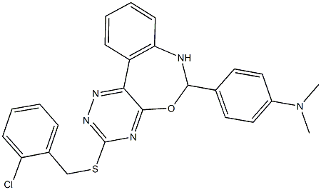 4-{3-[(2-chlorobenzyl)sulfanyl]-6,7-dihydro[1,2,4]triazino[5,6-d][3,1]benzoxazepin-6-yl}-N,N-dimethylaniline Structure