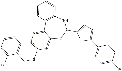 6-[5-(4-bromophenyl)-2-furyl]-6,7-dihydro[1,2,4]triazino[5,6-d][3,1]benzoxazepin-3-yl 2-chlorobenzyl sulfide 구조식 이미지