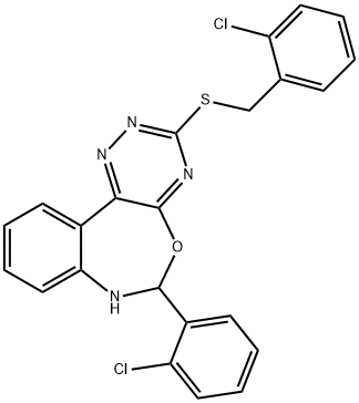 2-chlorobenzyl 6-(2-chlorophenyl)-6,7-dihydro[1,2,4]triazino[5,6-d][3,1]benzoxazepin-3-yl sulfide Structure