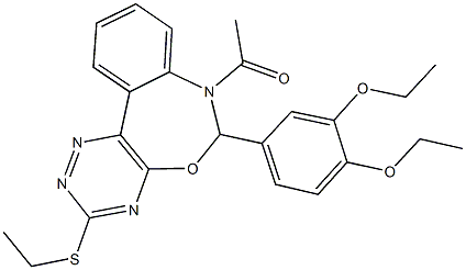 7-acetyl-6-(3,4-diethoxyphenyl)-3-(ethylsulfanyl)-6,7-dihydro[1,2,4]triazino[5,6-d][3,1]benzoxazepine 구조식 이미지