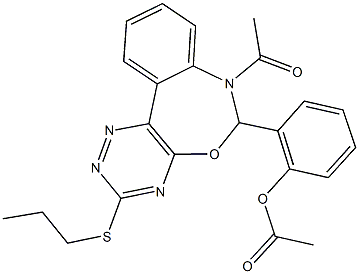 2-[7-acetyl-3-(propylsulfanyl)-6,7-dihydro[1,2,4]triazino[5,6-d][3,1]benzoxazepin-6-yl]phenyl acetate Structure