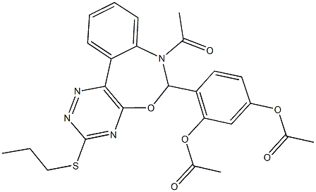 3-(acetyloxy)-4-[7-acetyl-3-(propylsulfanyl)-6,7-dihydro[1,2,4]triazino[5,6-d][3,1]benzoxazepin-6-yl]phenyl acetate 구조식 이미지