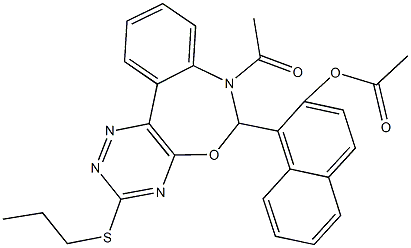 1-[7-acetyl-3-(propylsulfanyl)-6,7-dihydro[1,2,4]triazino[5,6-d][3,1]benzoxazepin-6-yl]-2-naphthyl acetate 구조식 이미지