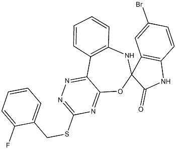5-bromo-3'-[(2-fluorobenzyl)sulfanyl]-1,3,6',7'-tetrahydrospiro(2H-indole-3,6'-[1,2,4]triazino[5,6-d][3,1]benzoxazepine)-2-one Structure