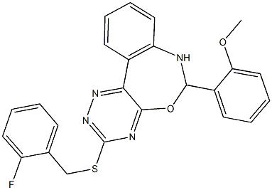 2-{3-[(2-fluorobenzyl)sulfanyl]-6,7-dihydro[1,2,4]triazino[5,6-d][3,1]benzoxazepin-6-yl}phenyl methyl ether 구조식 이미지