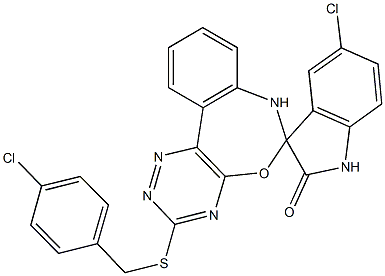 5-chloro-3'-[(4-chlorobenzyl)sulfanyl]-1,3,6',7'-tetrahydrospiro(2H-indole-3,6'-[1,2,4]triazino[5,6-d][3,1]benzoxazepine)-2-one Structure