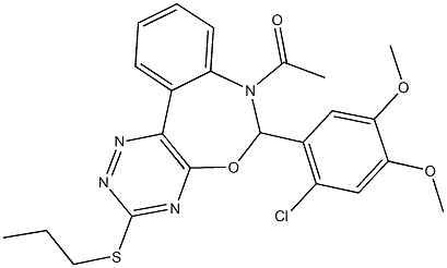 7-acetyl-6-(2-chloro-4,5-dimethoxyphenyl)-3-(propylsulfanyl)-6,7-dihydro[1,2,4]triazino[5,6-d][3,1]benzoxazepine 구조식 이미지