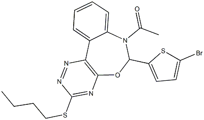 7-acetyl-6-(5-bromo-2-thienyl)-3-(butylsulfanyl)-6,7-dihydro[1,2,4]triazino[5,6-d][3,1]benzoxazepine Structure